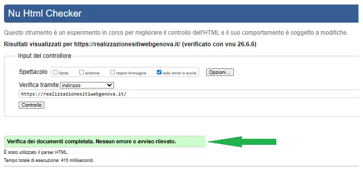Realizzazione siti web Genova - Validazione W3C HTML